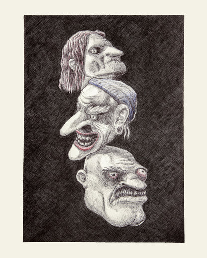 Heads Up Ballpoint Pen Original Artwork