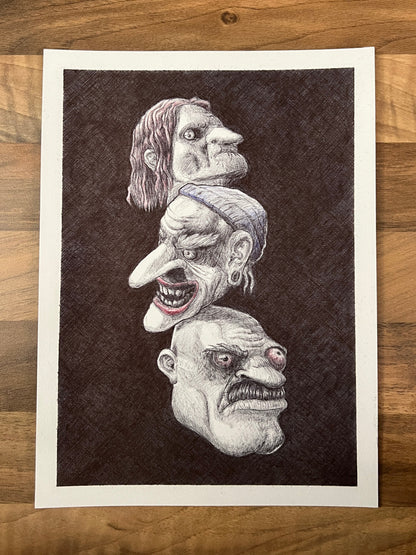 Heads Up Ballpoint Pen Original Artwork
