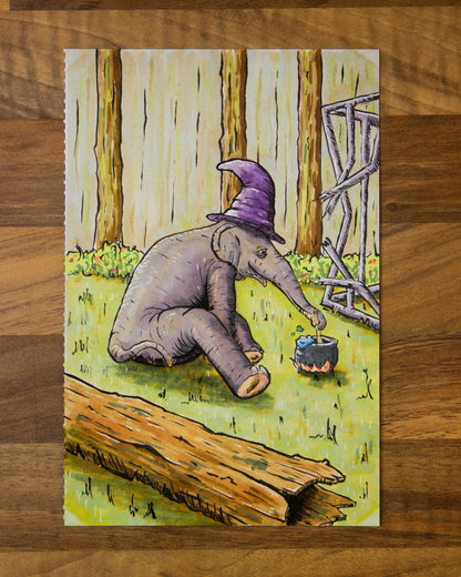 Elephant Witch Alcohol Marker Original Artwork