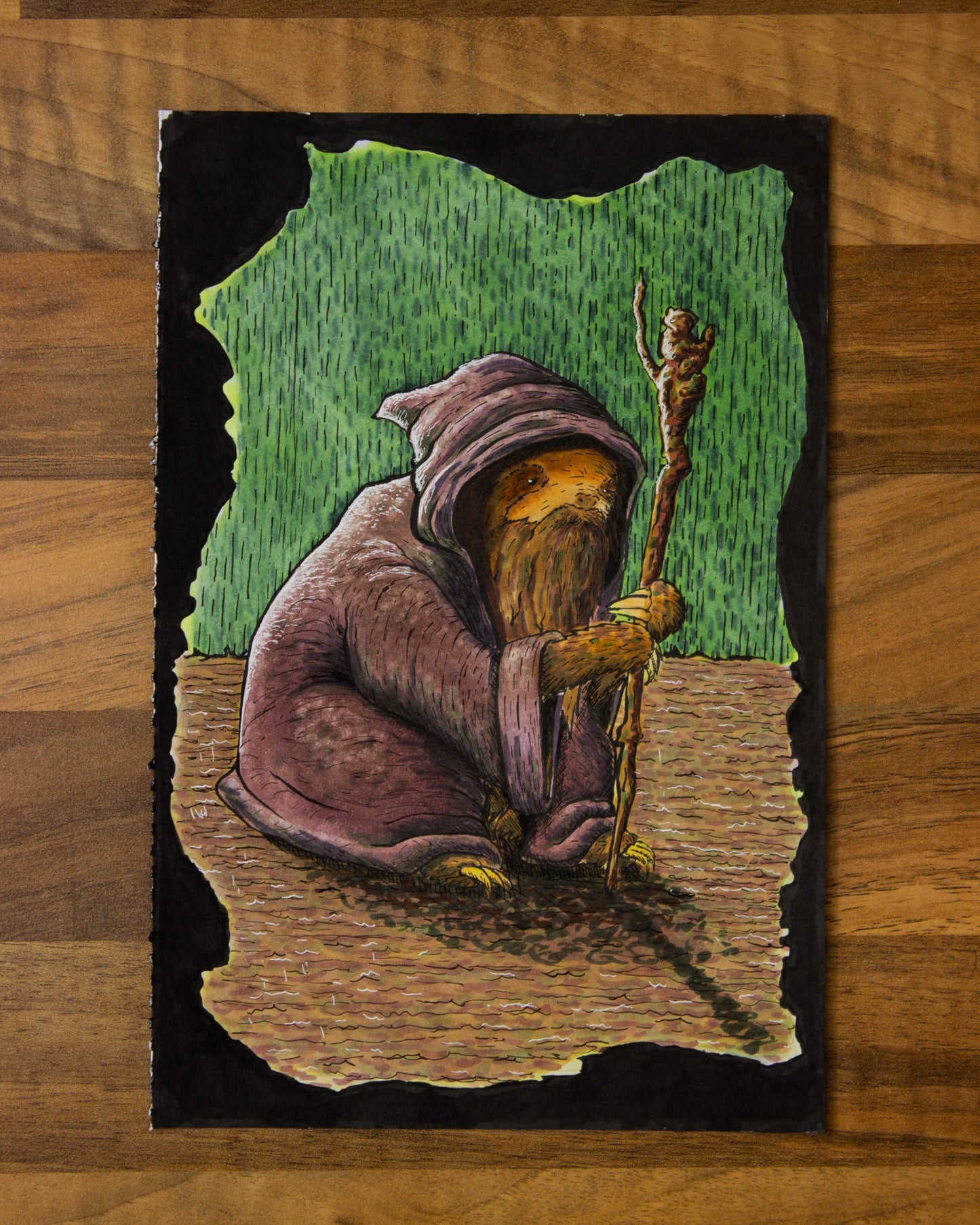 Sloth Wizard Alcohol Marker Original Artwork
