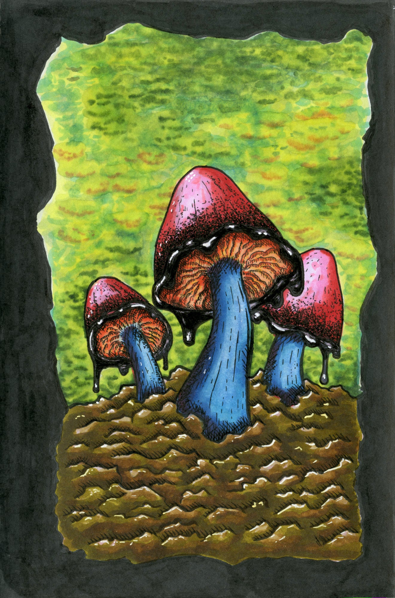 Mushroom Alcohol Marker Original Artwork